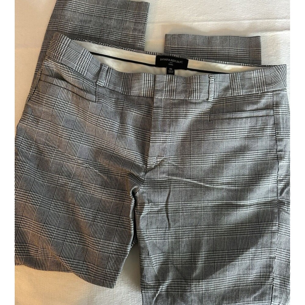 Banana Republic Sloan Pants Size 10 Plaid Herringbone Trousers